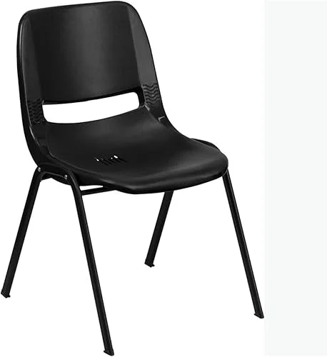 Flash Furniture Hercules Series Ergonomic Lightweight Shell School Chairs, Plastic Stacking Chairs, Set of 5, Black