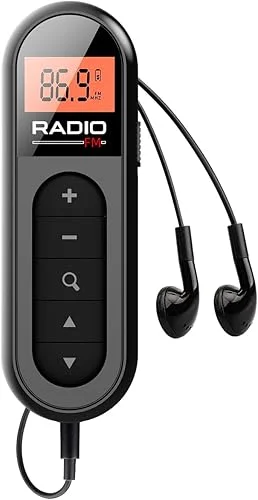 FM Portable Radio, Rechargeable Pocket Radio with Best Reception Digital Tuning, LCD Screen,Belt Clip, Stereo Sound Earphone Jack for Gym, Jogging, Walking, Camping