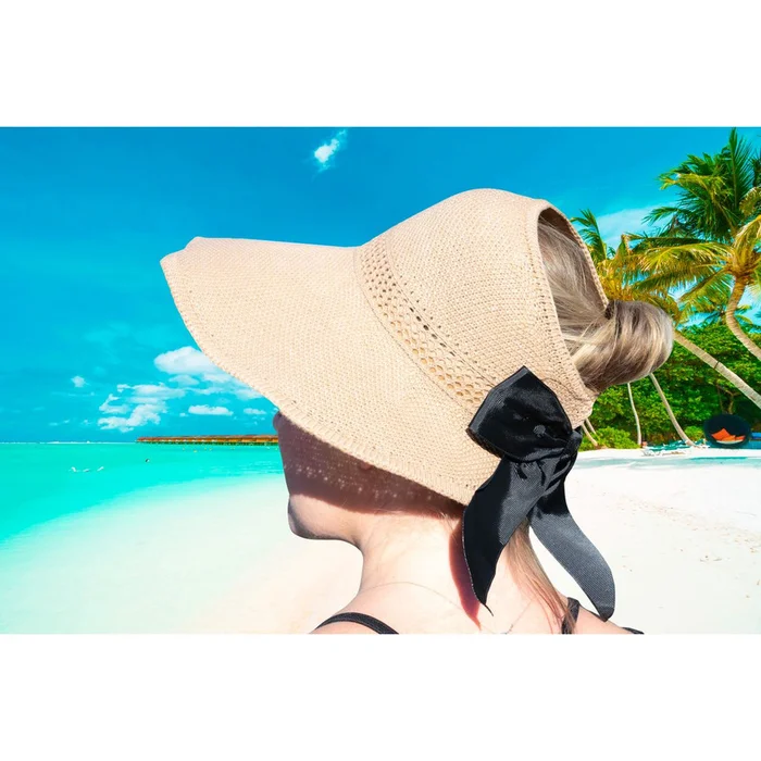 Foldable Summer Satin Bow Sun Visor Hat