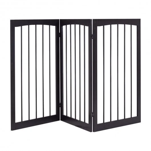Folding Solid Wooden 3 Panel Free Standing Pet Fence