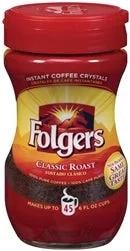Folgers Caffeinated Instant Regular-3 oz.-12/Case