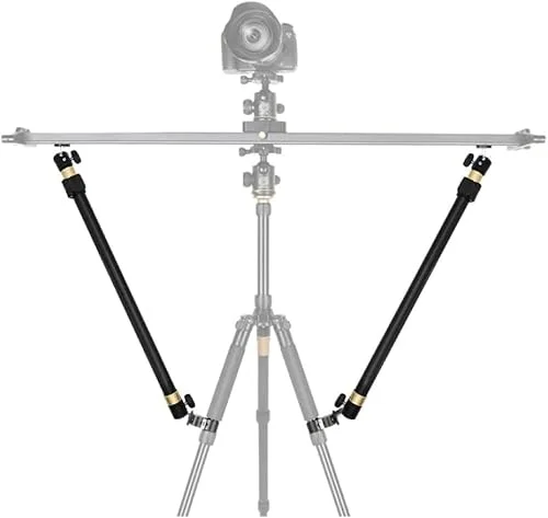 Fotoconic Camera Slider Support Arm, Tripod Support Rods for Increasing Stability in Aluminum Alloy, Extendable Pole for Slider Rail Track with C Clamp and Ballhead (2 Arms in)