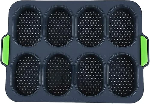 French Bread Tray for Baking, Non Stick French Bread Baguette Mold, Mini Cake Baking Pan Mold, Baguette Loaf Baking Pan for DIY Breadstick Brownie and Bread Rolls with Crispy Crusts, Grey