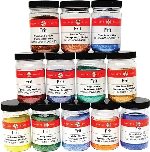 Fusible Glass Frit Assortment, 12 Colors, 90 COE – Made from Bullseye Glass