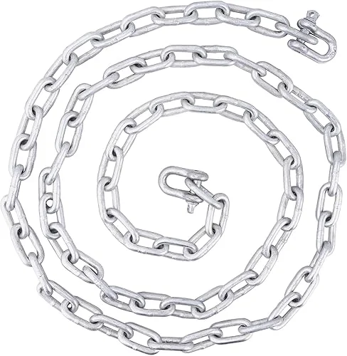 Galvanized 5/16′ Anchor Chain 2 PCS 3/8′ Anti-Off Shackles, Boat Anchor Chain, Anchor Chains for Boats, Galvanized Chain with Shackles