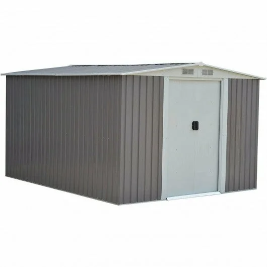 Galvanized Steel Garden Storage Shed Tool House-Gray