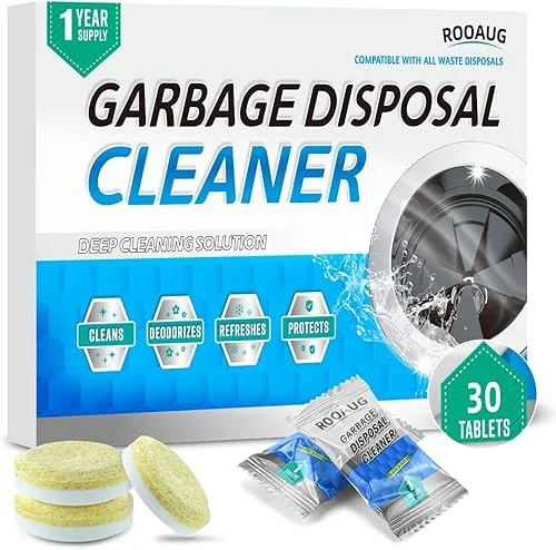 Garbage Disposal Cleaner and Freshener Tablets-30 Counts,Garbage Disposal Cleaning Tablets Lemon Scent Compatible for All Kitchen Waste Dispoal Models