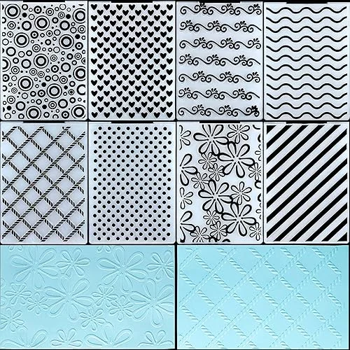 Geiserailie 8 Pieces Embossing Folders Embossing Machine Template Paper Card Heart Folders for Card Making DIY Flower Scrapbook Photo Album Craft Decoration, 5.9 x 4.1 Inch(Classic Style)