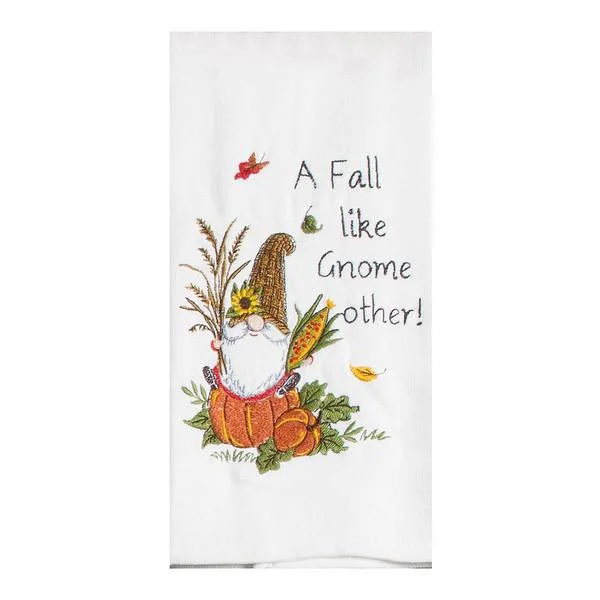 Gnome Fall Embroidered Terry Towel