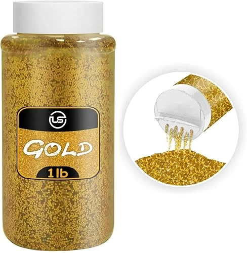 Gold Glitter Bulk, Fine Glitter for Crafts, Resin and Scrapbooking – 1 LB/16OZ Shaker Bottles Great for Tumblers and Crafts