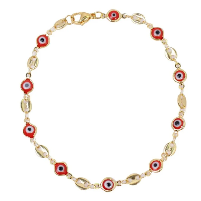 Gold Mariner Evil Eye Crystal Ankle Bracelet