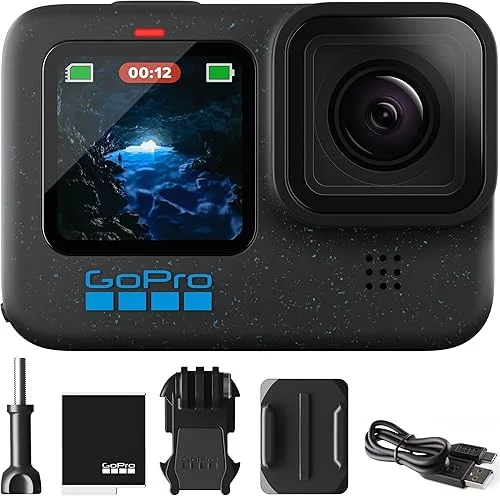 GoPro Hero12 Black E-Commerce Package – Waterproof Action Camera with 5.3K60 Ultra HD Video, 27MP Photos, HDR, 1/1.9′ Image Sensor, Live Streaming, Webcam, Stabilization