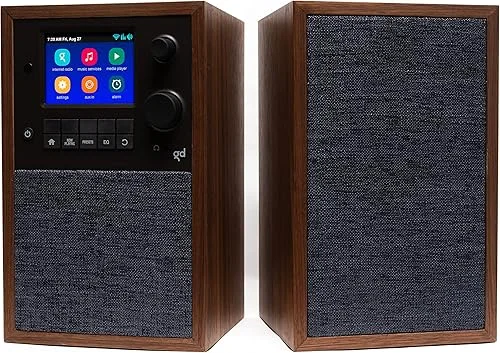 Grace Digital Mondo Elite Alto Smart Internet Radio with Accessory Speaker, Bluetooth, Wi-Fi, 7-Day Alarm – Microphone Free (Walnut)