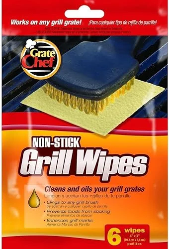 Grate Chef Set of 6 Non-Stick Grill Wipes High-Heat Resistant 4 x 3 (4-Pack)
