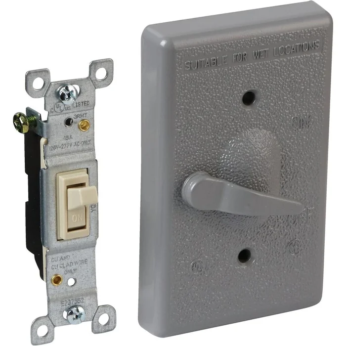 Gray Single Gang Vertical Mount Outdoor Switch Cover