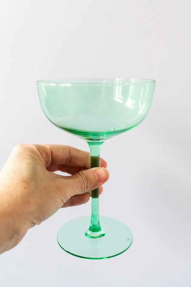 Green Coupe Glass (7oz), Vintage-Inspired Cocktail Glass