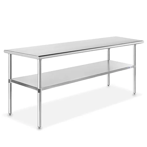 GRIDMANN Stainless Steel Work Table 72 x 30 Inches, NSF Commercial Kitchen Prep Table with Under Shelf for Restaurant and Home