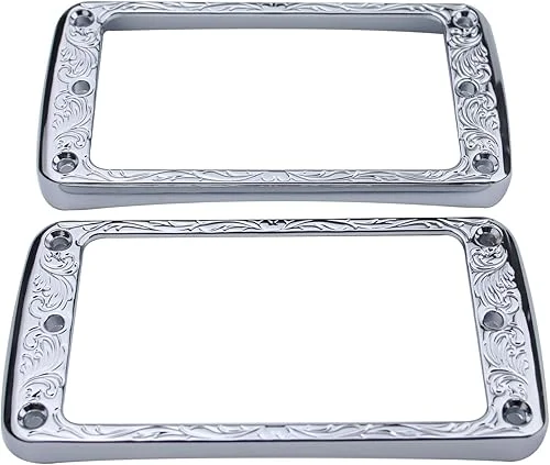 Guyker Curved Bottom Metal Humbucker Pickup Mounting Ring Set – Bridge and Neck Pickups Cover Frame Replacement Compatible with Les Paul LP Style Electric Guitar or Precision Bass(PR006 2PCS, Chrome)