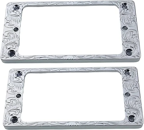 Guyker Metal Flat Humbucker Cover, Pickup Mounting Ring Set – Bridge Neck Pickups Frame Replacement Part for Electric Guitar or Precision Bass(2PCS, PR008 Chrome)