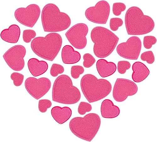 GYGYL 24 Pieces Iron on Star Patches, Star Embroidered Applique for Clothes, Dress, Hat, Socks, Jeans, DIY Accessories (Red)