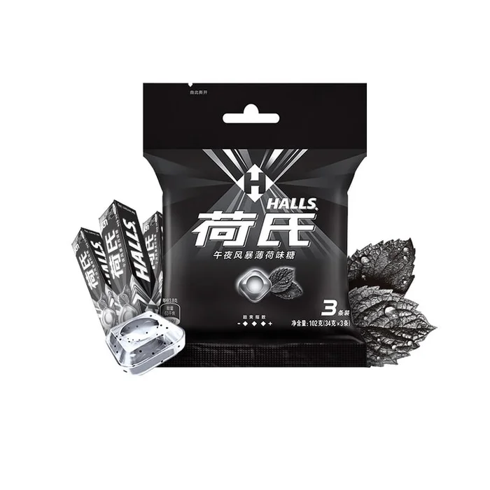Halls Menthol Candy Midnight Storm Flavor 3-Pack (9 pieces x 3 bags) 102g