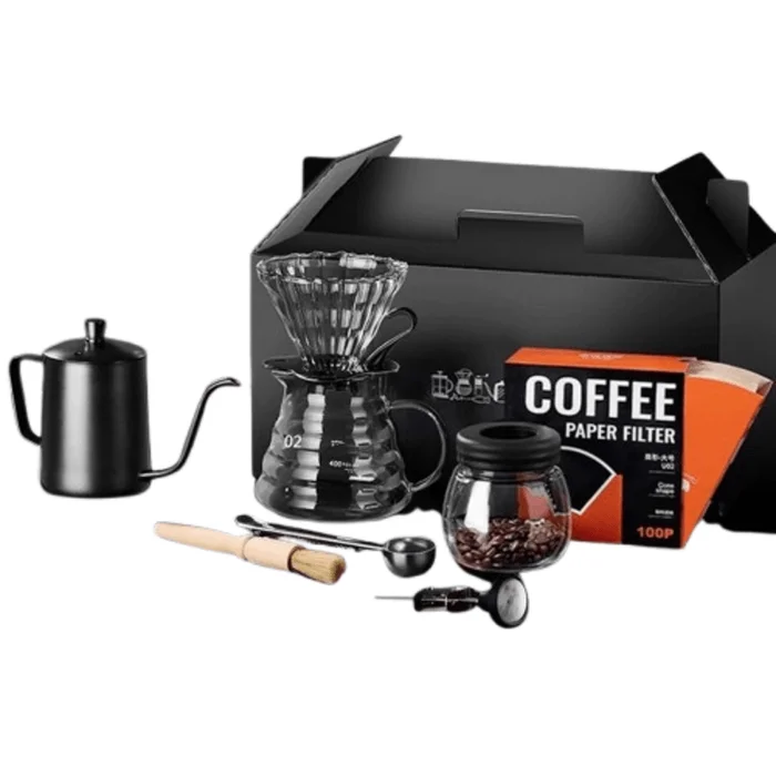 Hand Brew Coffee Pot Set Hand Crank Household Small Apparatus Hand Grinder Coffee Maker 8 Pcs Set