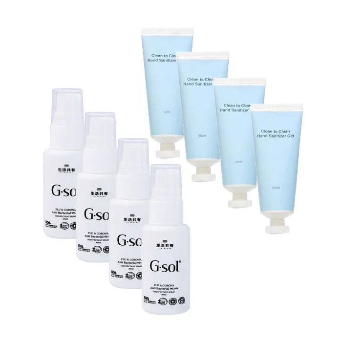 【Hand Sanitizer Combo 8pcs】Anti Bacterial Spray 30ml x 4pcs + Hand Sanitizer Gel 50ml x 4pcs