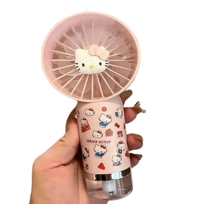 Handheld small fan spray cooling new portable USB charging mini fan pink KT cat fan 1 pack