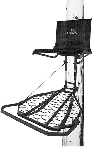 Hawk Kickback LVL Hang-On Deer Hunting Tree Stand, Deer Stand with Kick Back Footrest, XL Comfort Seat and Oversized Platform