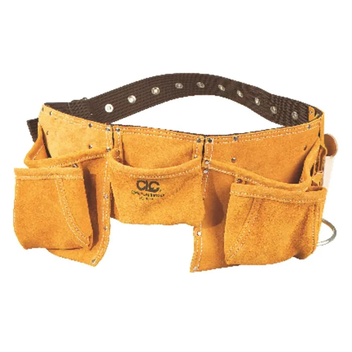 Heavy Duty 12 Pocket Leather/suede Work Apron 29 In. 49 In. Brown 1 Pk