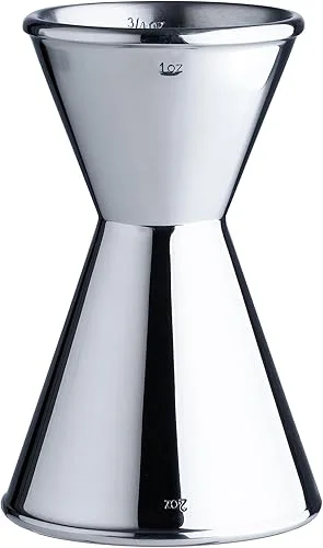 Heavy Duty Bar Jigger, Stainless Steel Cocktail Measuring Jigger With 0.5oz, 0.75oz, 1oz, 1.5oz and 2oz Measuring Marks, Double Walls, Mirror Polished, One Jigger (Silver)