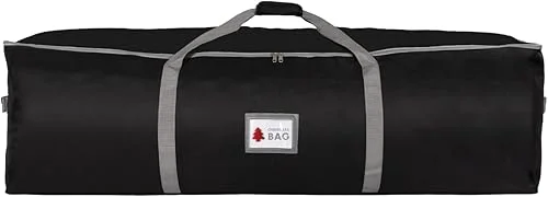Heavy Duty Oxford Christmas Tree Storage Bag with Extra Padded Handles| Waterproof Oxford Artificial Tree Storage Bag | 51′ L x 16′ W x 16′ H, ID Card Included (Black)