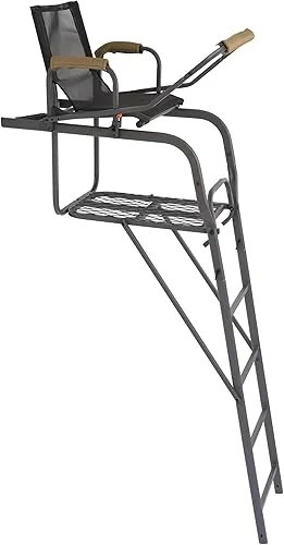 HECASA Ladder Tree Stand with Mesh Seat, 15.5' Climbing Equipment Accessories for Deer Hunting, Adjustable Shooting Rail, 300 LBS
