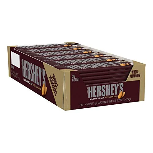 Hershey’s Milk Chocolate with Almonds Candy Bars 1.45-Oz. Bars 36 Count