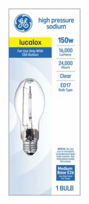 High Pressure Sodium Light Bulb, Medium Base Hid, 150 Watt