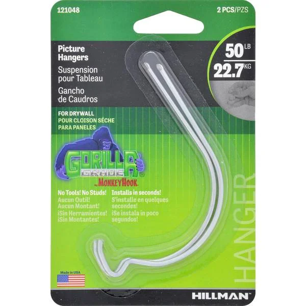 Hillman Monkey Hook Gorilla Hook Picture Hangers 50lb 2 Pack