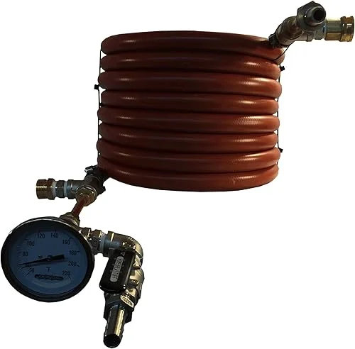 HomeBrewstuff Super efficient CounterFlow Wort Chiller With Optional Valve and Thermometer Upgrade (Optional Valve and Thermometer Upgrade)