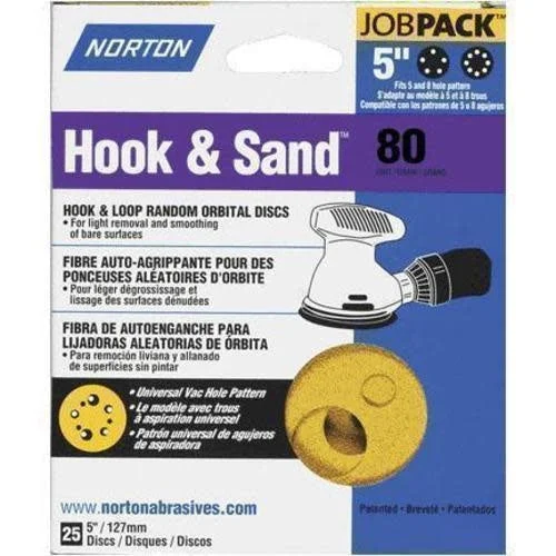 Hook and Sand 80 grit 5″x 5 and 8 25 pack