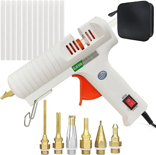 Hot Glue Gun,Full Size High Temperature Glue Gun Kit with 12 Clear Glue Sticks, 60/100W. For Craft School DIY Art Home and Quick Repair -Yellow
