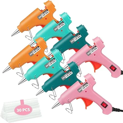 Hot Glue Gun Set, 8 Pack Mini Glue Gun with 30 Glue Sticks, Crafts Glue Gun Bulk, Hot Melt Glue Gun Kit DIY Essentials for School Projects DIY Arts Home Quick Repairs