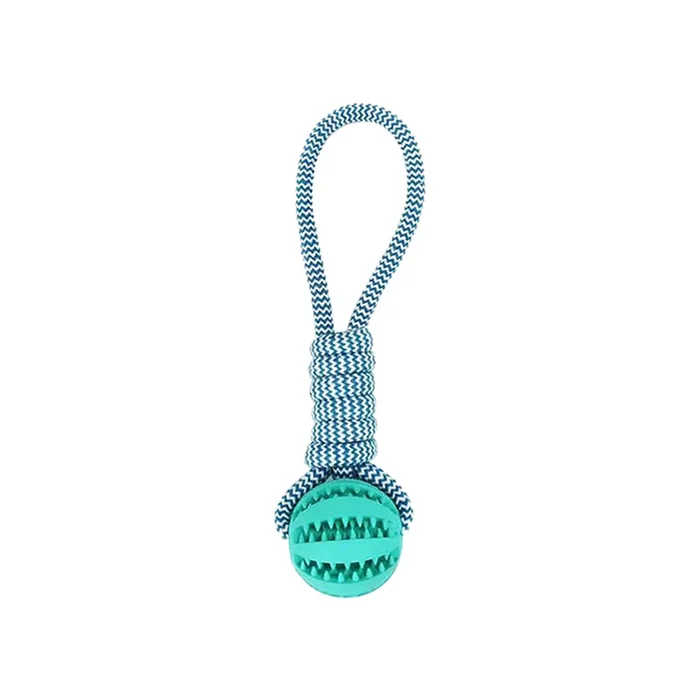 HSPM New Pet Interactive Pulling Rope Leakage Food Ball Pet Interactive Toy Festival Gift Lake Blue F