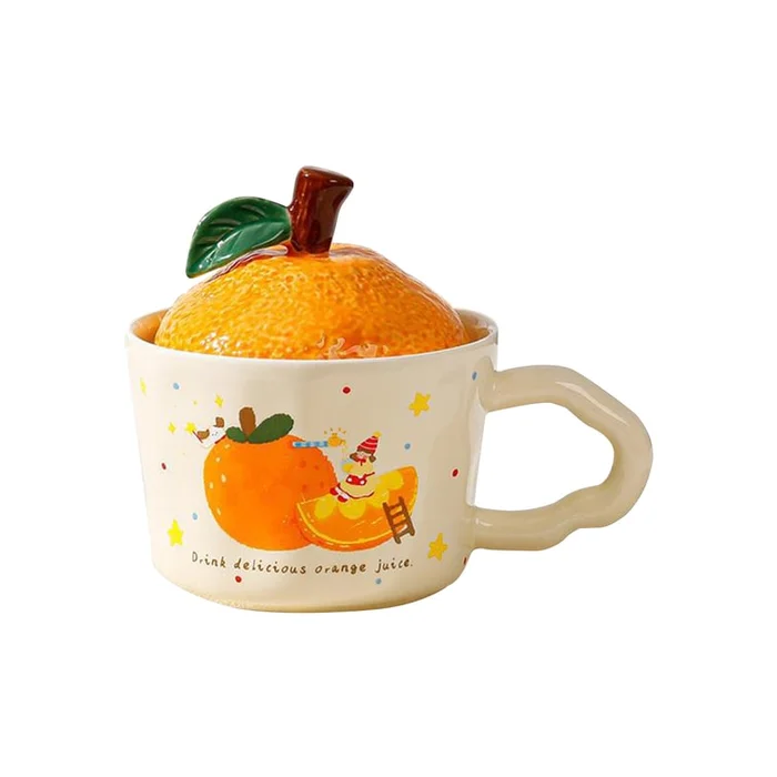 HSPM New Vitality Orange Girl Ceramic Mug Coffee Cup Water Cup Breakfast Cup One piece Orange Gift Paper Box Set