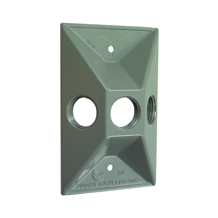 HUBBELL 5189-5 Cluster Cover, 4-19/32 in L, 2-27/32 in W, Rectangular, Zinc, Gray, Powder-Coated