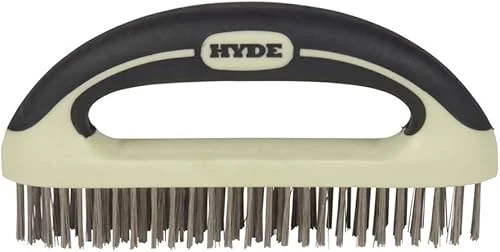 HYDE 46838 MAXXGRIP PRO Wire Brush, 8-Inch, Beige