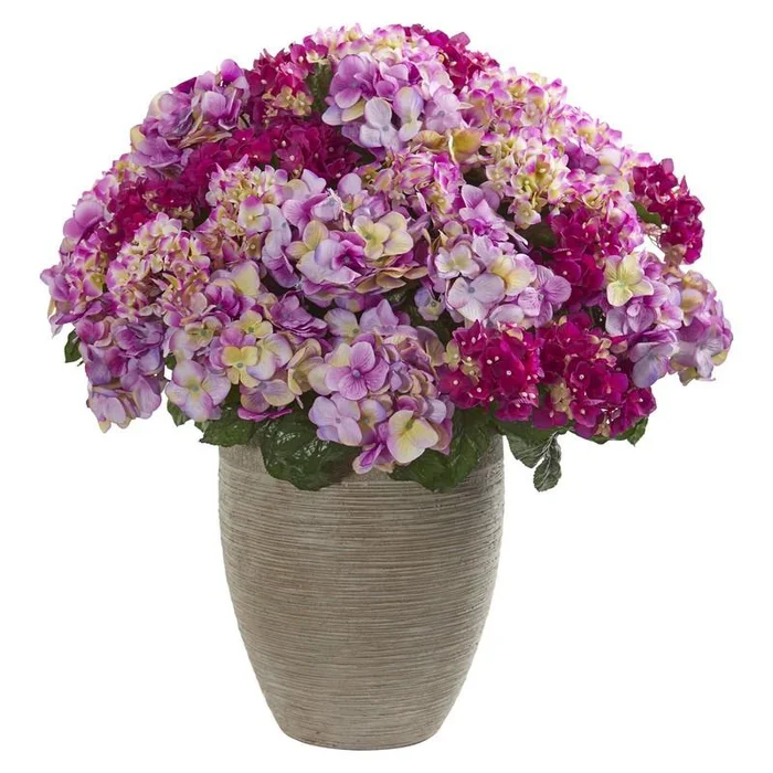 Hydrangea Artificial Plant in Sand Colored Planter