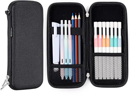 iDream365 Upgraded Hard Pencil Case Box for Adluts,Durable Pen Carrying Case with Zipper-Black