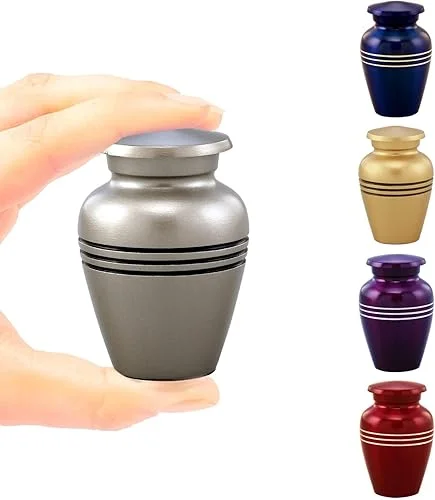 Immortal-Memories Serenity Keepsake Urn for Ashes – Miniature Urns – Mini Jar – Pet Urn – Token Urn with Velvet Bag (Pewter)