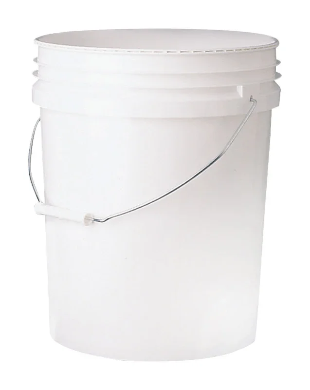 Industrial White Plastic Pail, 5 Gallons Capacity, Durable Construction