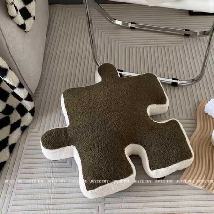 Irregular Jigsaw Seat Cushion Dark Green 55x55cm