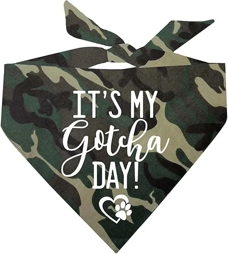 It's My Gotcha Day! Adoption Day Dog Bandana (Camo, OS 163)
